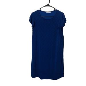 Cobalt blue dress shirt flutter sleeves career casual size m